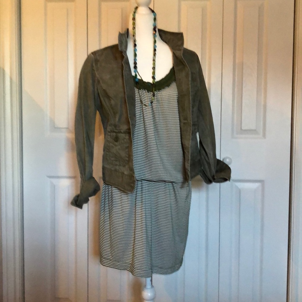 Max Studio Striped army green/white mini dress